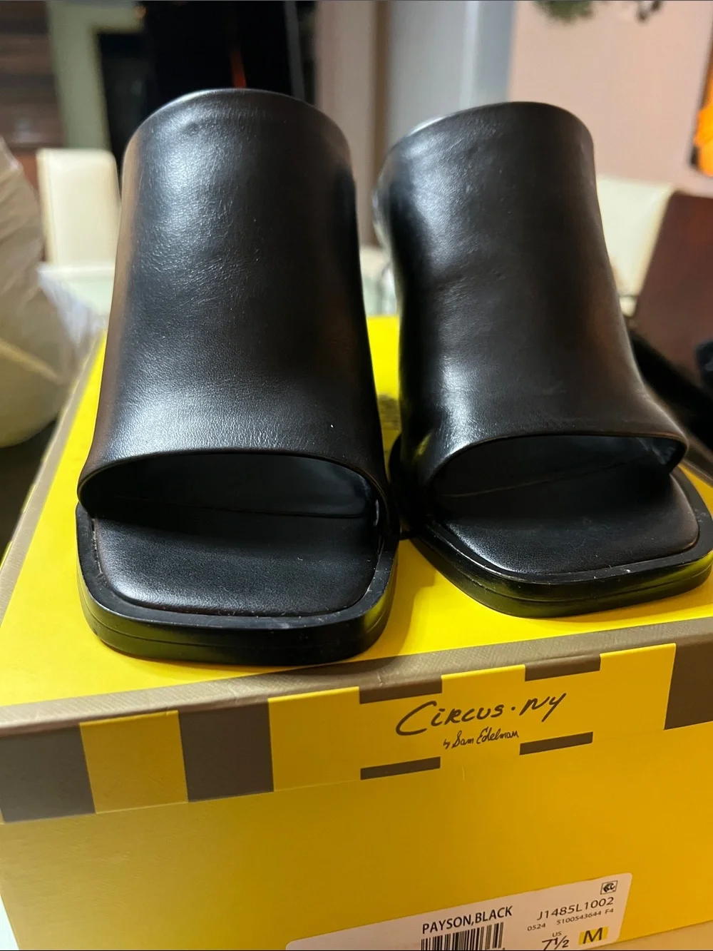 Vince Camuto Black Leather Slip-On Mules